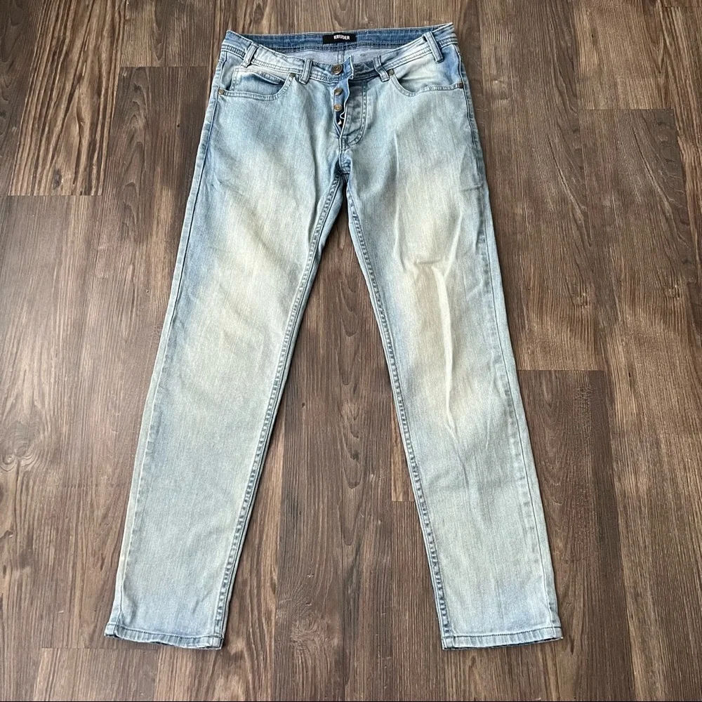 Kruder Bleach Light Wash Button Fly Jeans